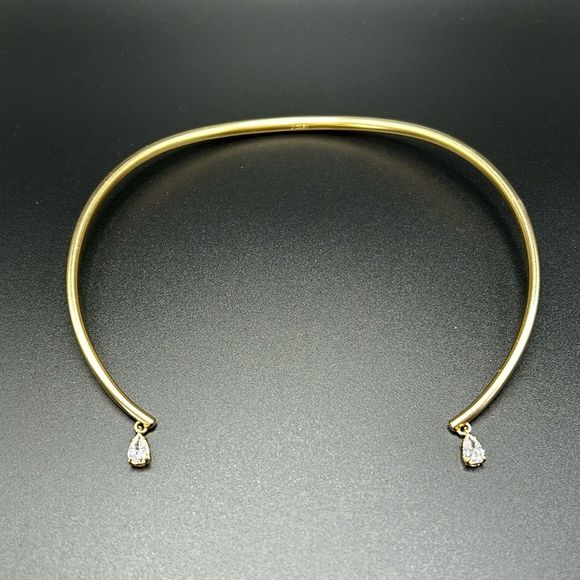 J. Crew Jewelry - Signed J. Crew Matte Gold Torque Necklace with Crystal Teardrops